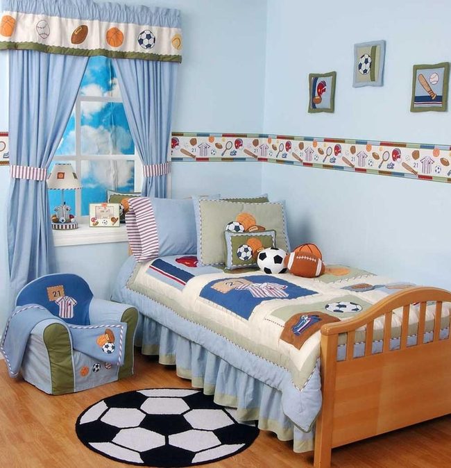 Soccer Ball Rugs, Blue Walls