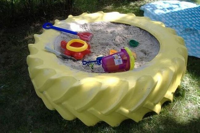 Yellow Tire Sand Storage Bin