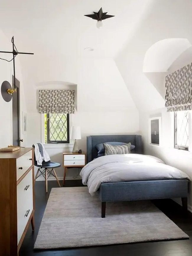 Blue Upholstered Bed Statement