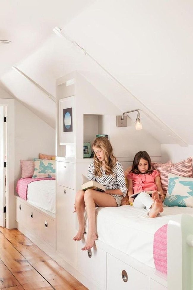 Pink Aqua White Bedroom Storage