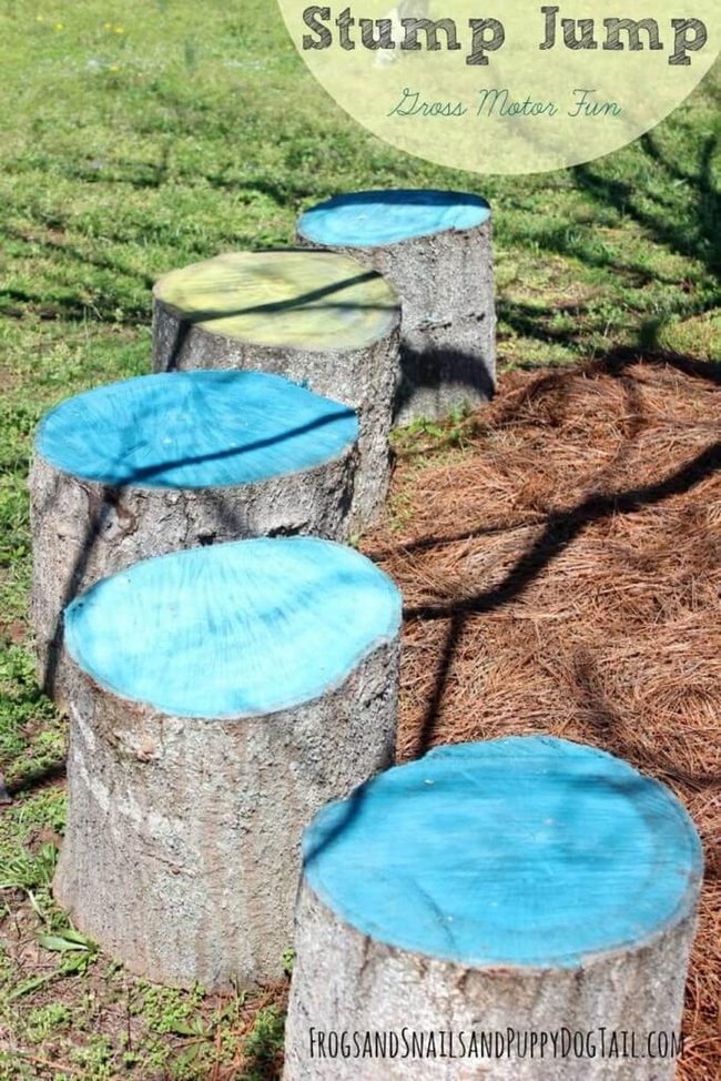 Colorful Tree Stump Hopscotch