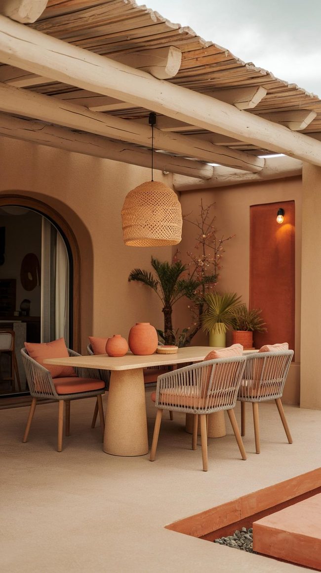 Terracotta And Olive Dining Setting