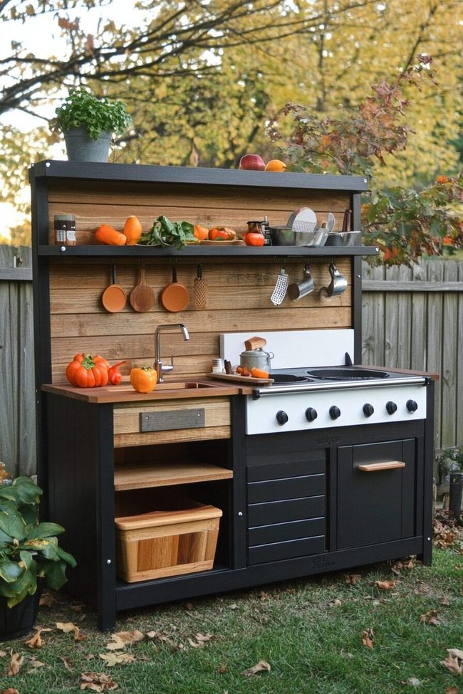 Reclaimed Lumber Mud Cooking Zone Station