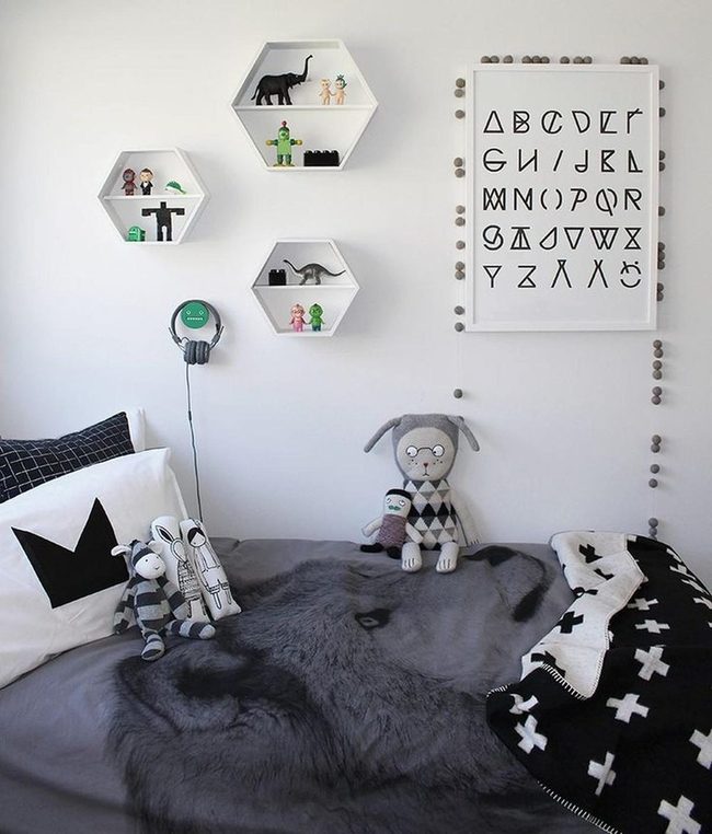 Black, White, Gray Kid'S Room