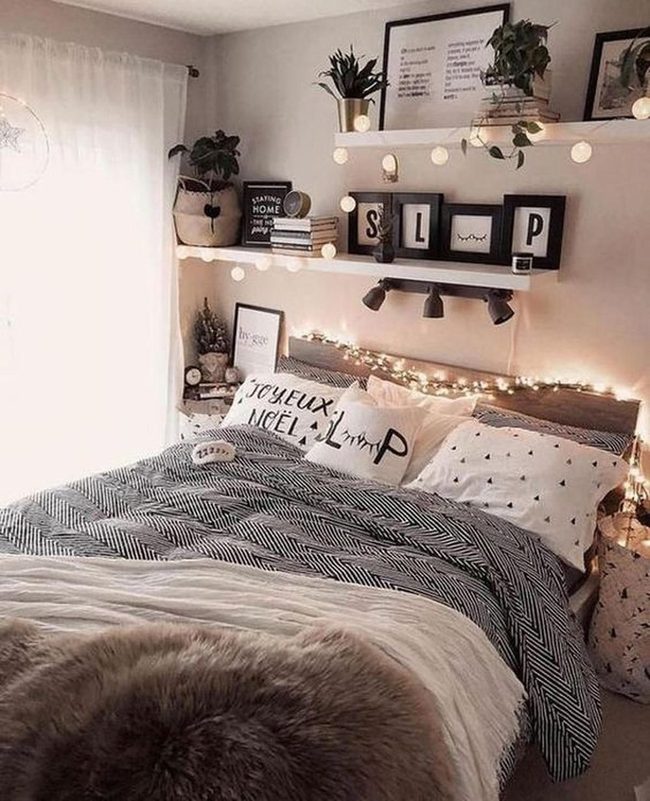 String Lights And Patterned Blankets