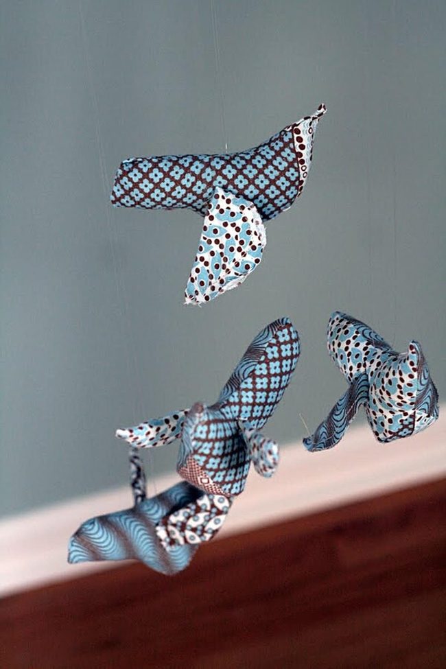 Floating Fabric Birds Blue