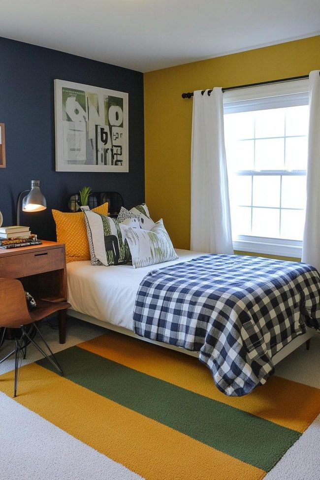 Olive Green And Mustard Anchor Rug