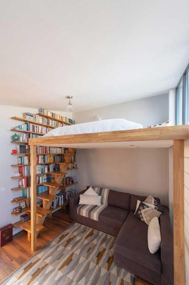 Sunlit Loft With Books And Plants
