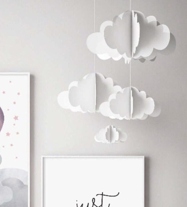 White Cardstock Cloud Mobile