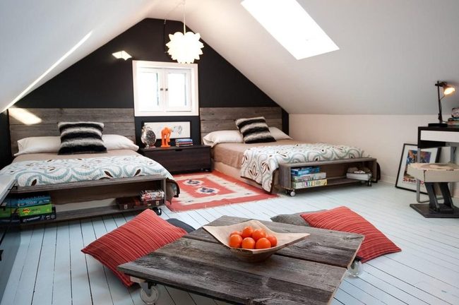 Skylit Attic With Warm Wood Tones