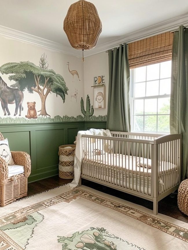 Earthy Green Baby Room