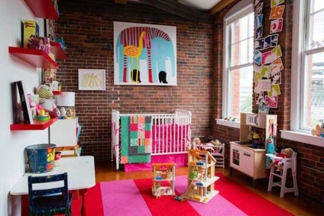 Pink Rug Brick Nursery