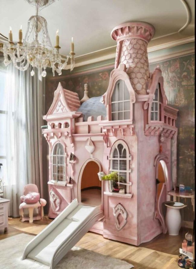 Towering Castle Bed With Slide