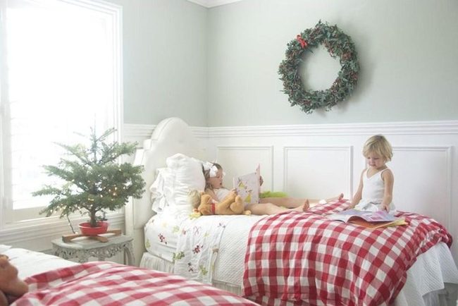 Green Walls, Red Plaid Beds