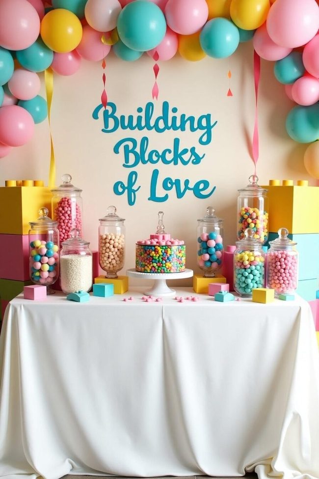 Colorful Candy Building Block Centerpieces