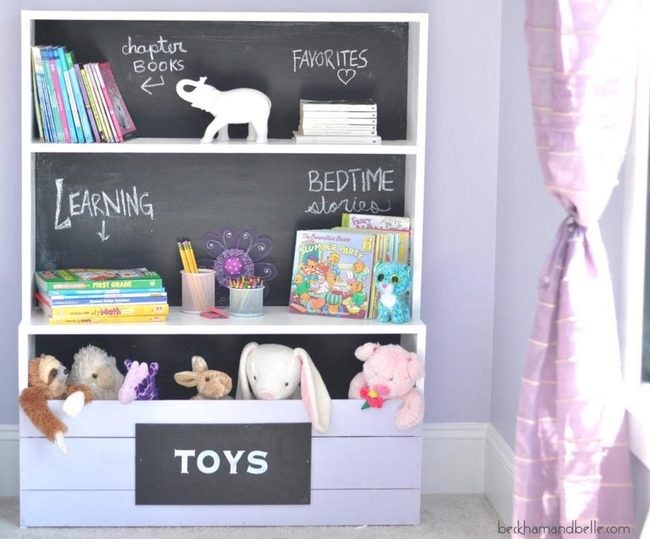 Lavender Walls, Chalkboard Shelves