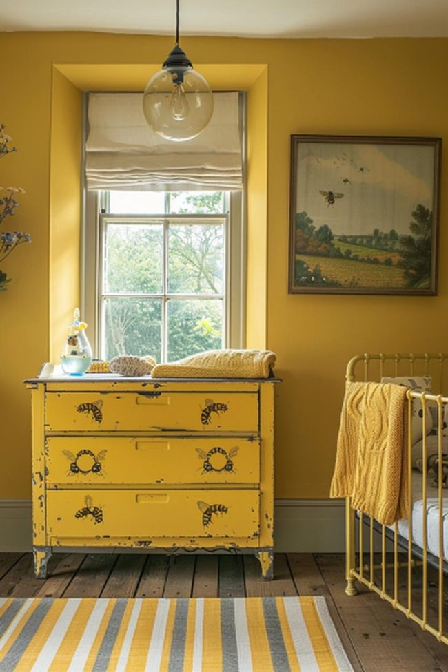 Mustard Yellow Bee Dresser Nursery