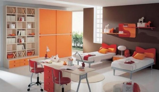 Orange And Brown Shared Study Space