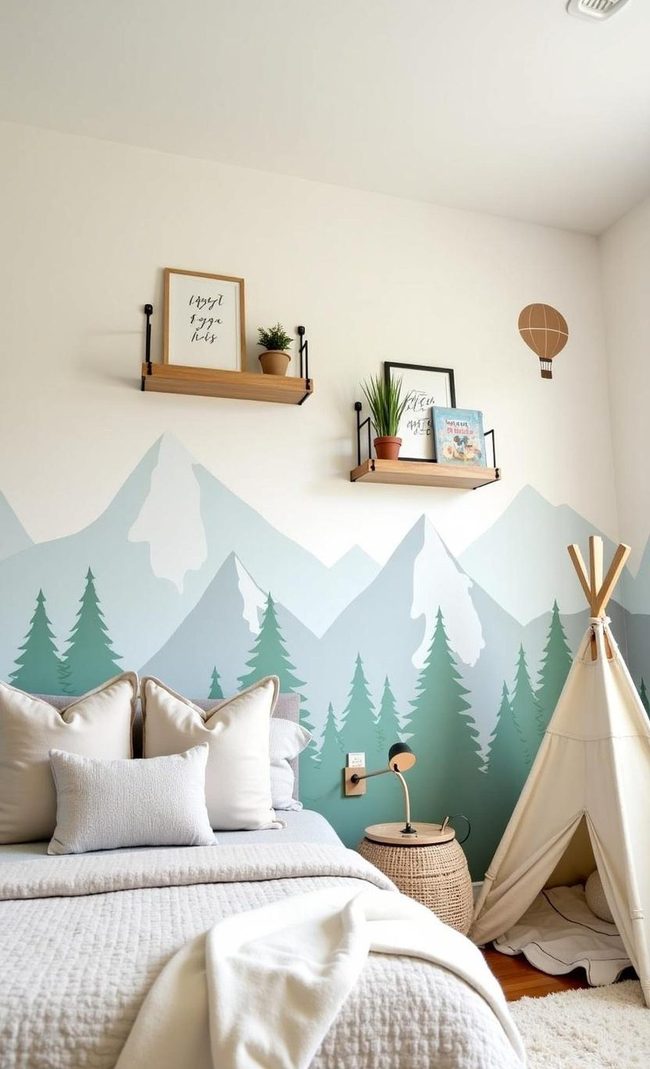 Mountain Mural Gray Adventure Room