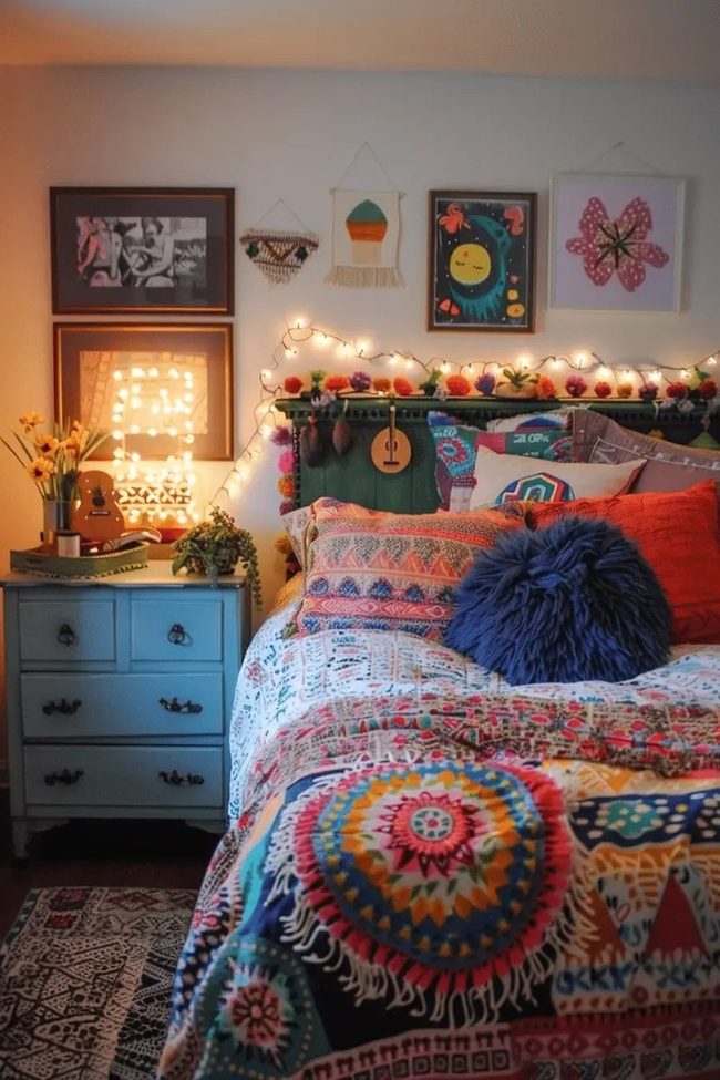 Colorful Gallery Wall Expression