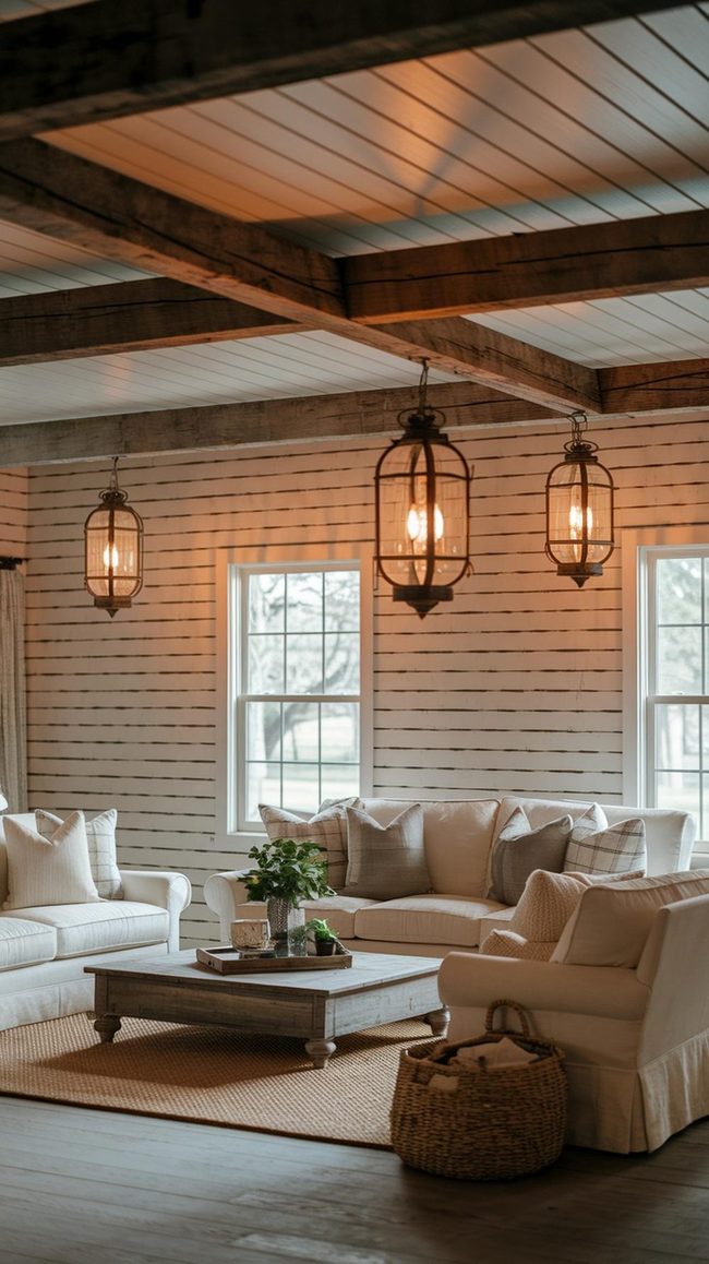 Exposed Beams Meet Neutral Comfort