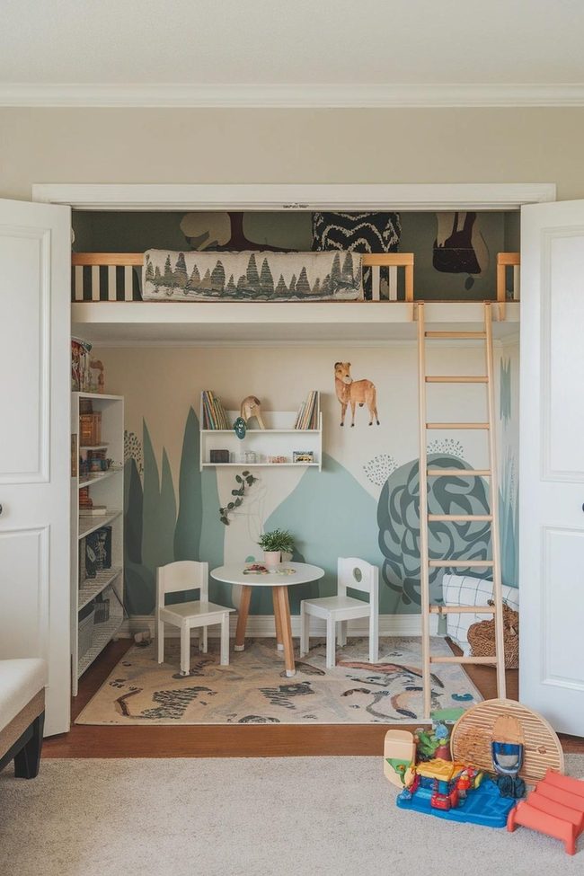 Closet Nook Playhouse With Fairy Lights
