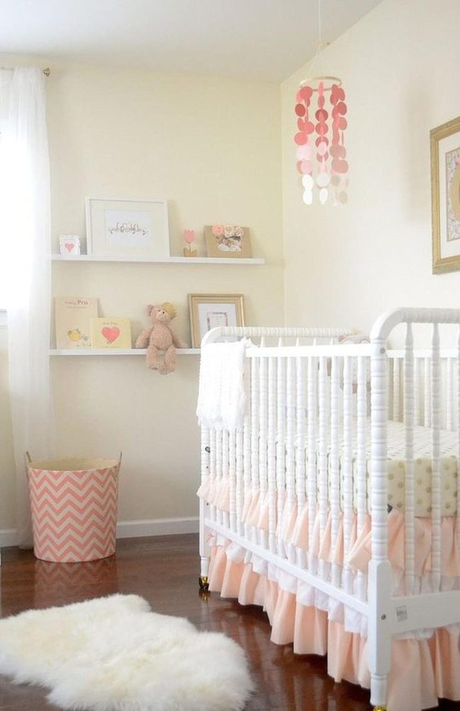 Peach Ruffled Crib Nursery