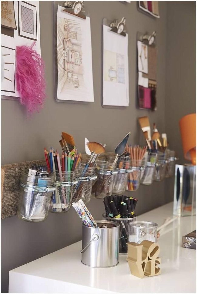 Orange Lamps, Mason Jars, Changeable Walls