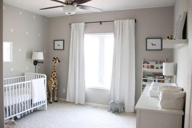 Gray Nursery With Natural Light