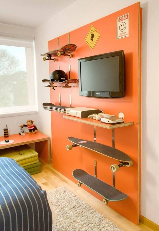 Orange Skateboard Wall Statement