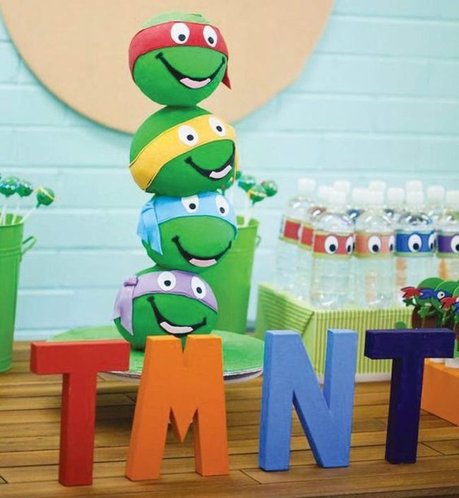 Masked Turtle Characters Stacked Bright