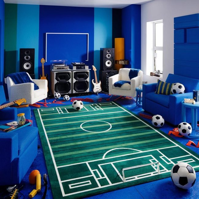 Soft Blue Sports Arena Nursery