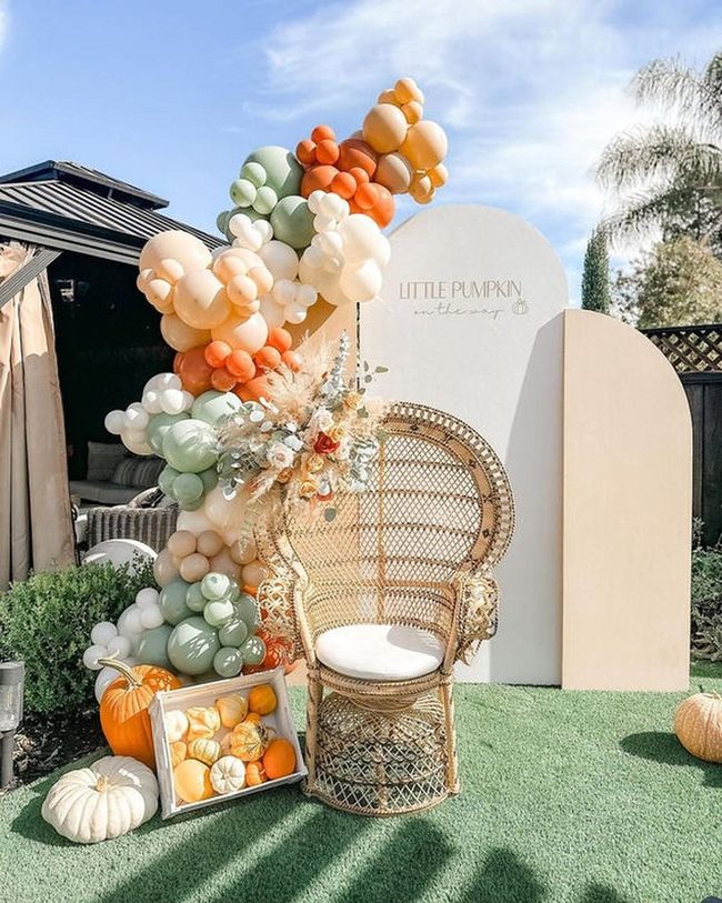 Cream Balloons Over Harvest Seating