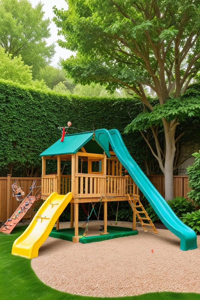 Kids Bouncing on Backyard Trampolines