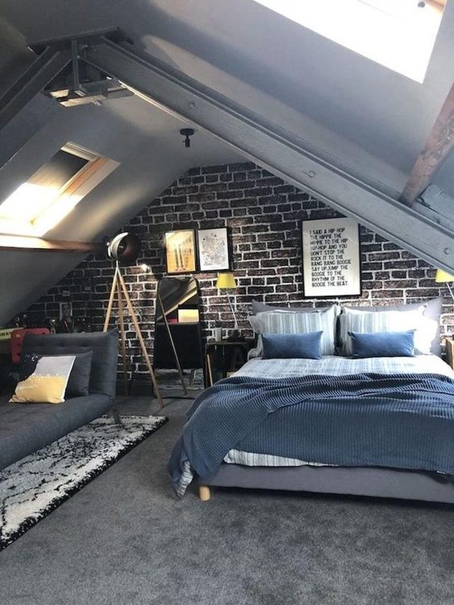 Brick And Skylights Bedroom