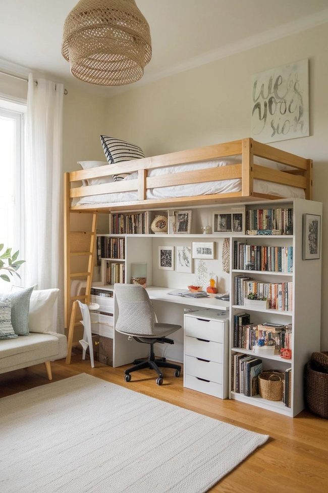 Loft Bed Built-In Book Systems