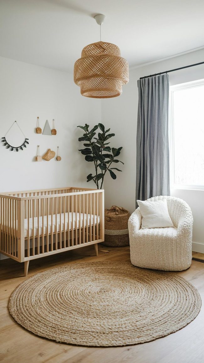 Natural Wood Crib With Organic Textiles