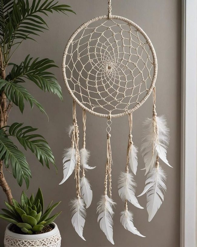 Handwoven Boho Feather Web