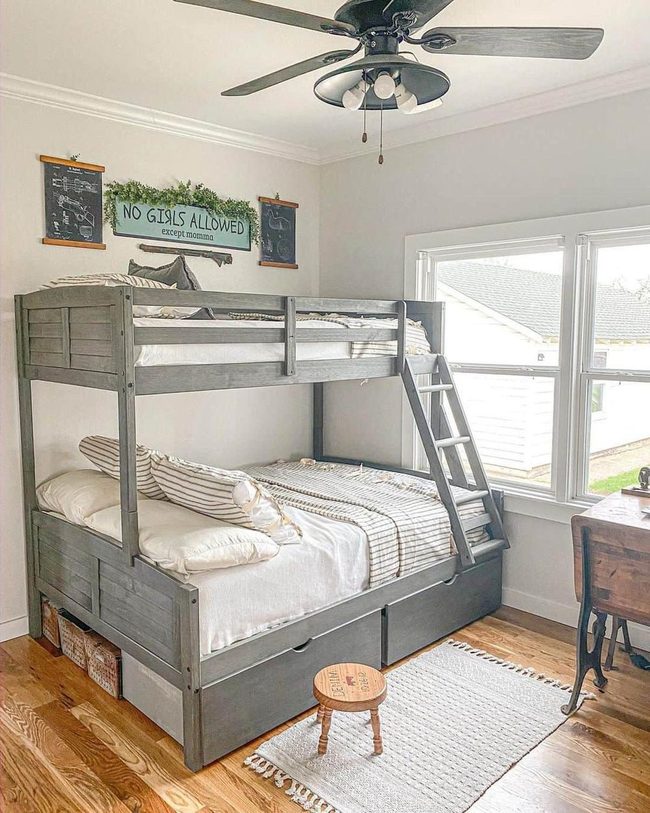 Grey Bunk Beds, Natural Light Corner