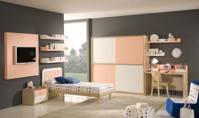 Peach Frame Tv Wall Modern Gray