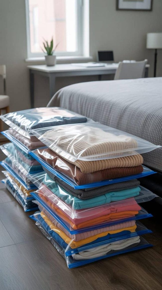 Compressed Winter Coats Space Saver