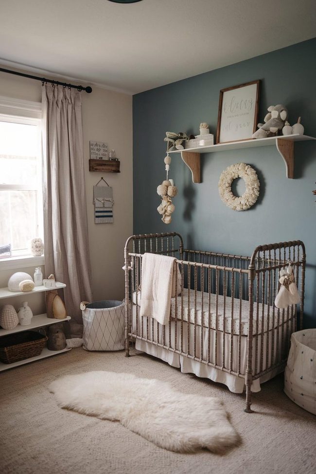 Deep Blue Nursery with Sheepskin Warmth
