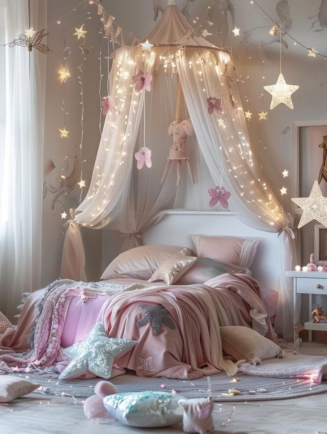 Pastel Canopy with Sheer Draping