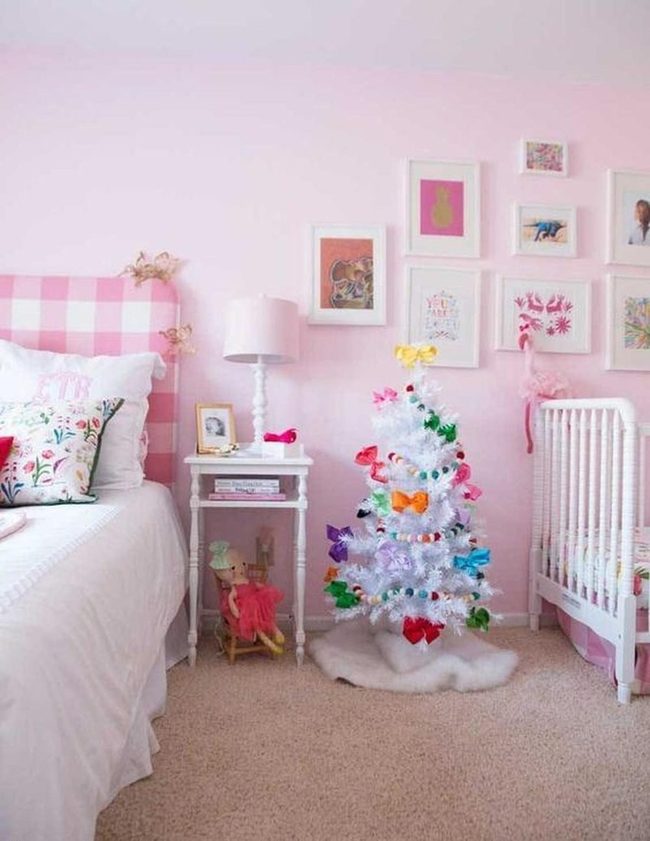 White Christmas Tree Pink Nursery