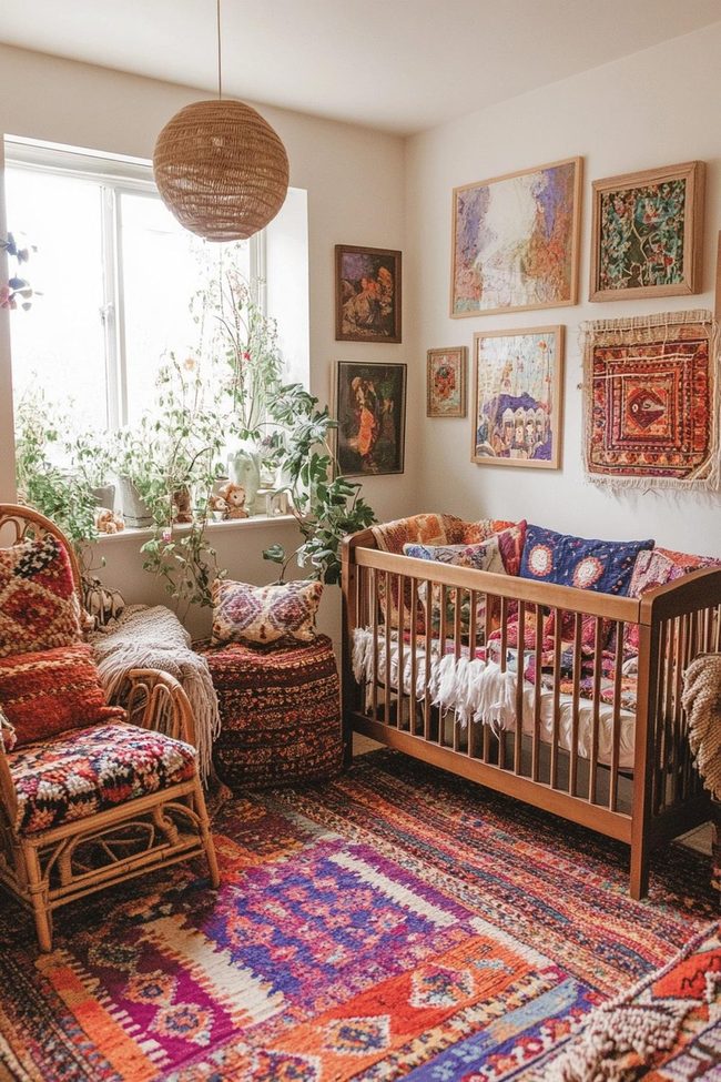 Eclectic Boho Nursery With Plants