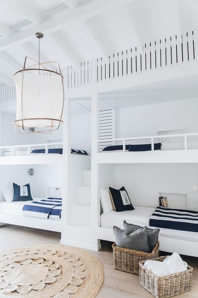 White Bunk Beds, Navy Nautical Vibes