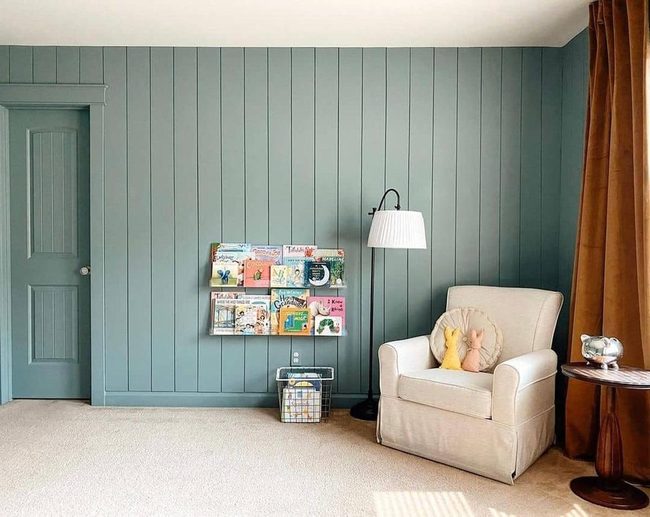 Gray Shiplap Playroom with Bunny Accents