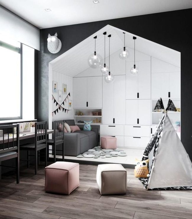 Colorful Kids' Room With Storage Houses