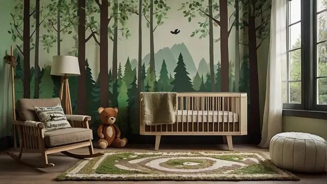 Forest Green And Rustic Timber Nursery