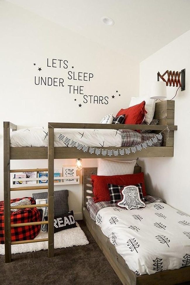 Black Trees Red Pillows Bedroom